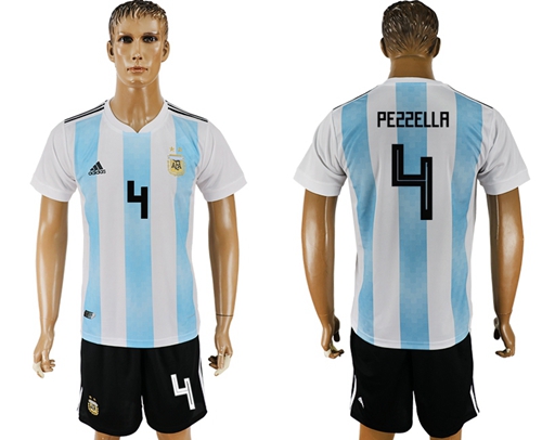 Argentina #4 Pezzella Home Soccer Country Jersey - Click Image to Close